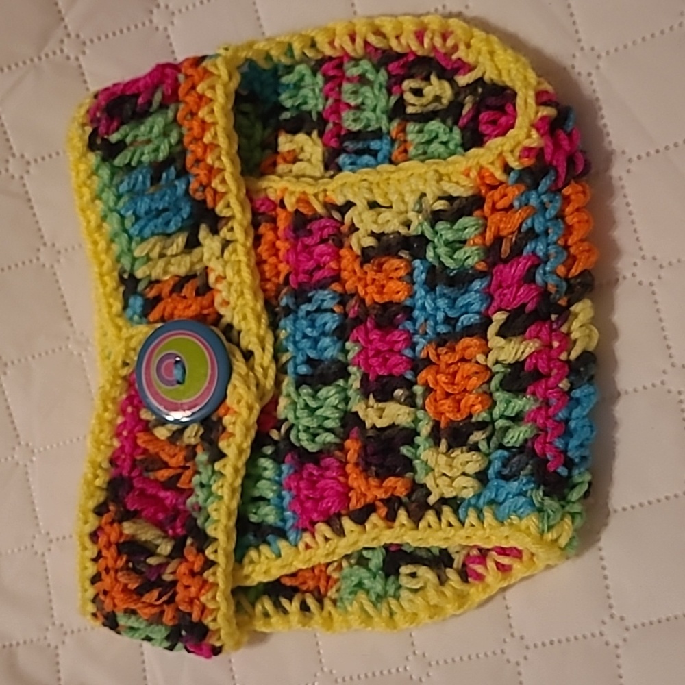 Handmade crochet knitted baby infant diaper cover bright neon retro